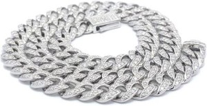 Authentic 8MM Width Cuban Link Chain Necklace Lab Created Moissanite 925 Sterling Silver