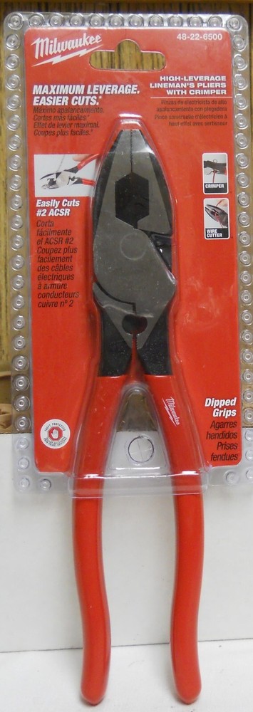 Milwaukee 48-22-6500 Comfort Grip High Leverage Lineman's Pliers With Crimper