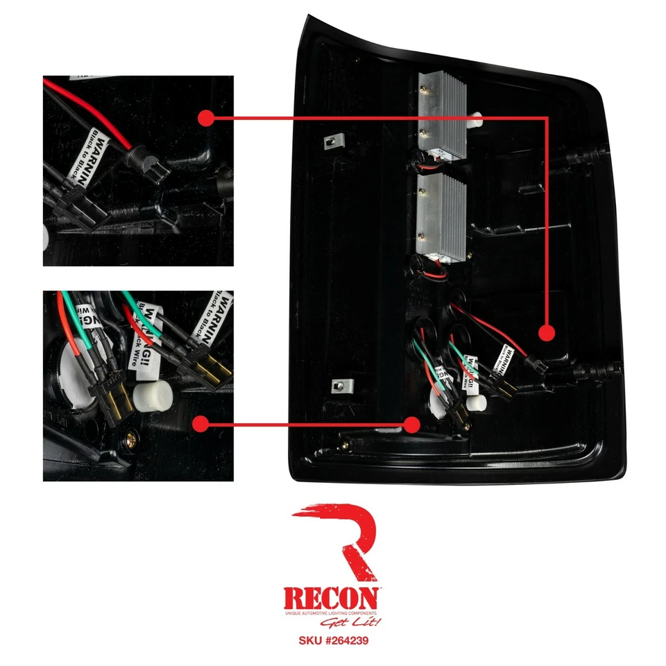 Luces traseras LED de fibra óptica Recon 264239BK negras/humo Foto 3 de 4