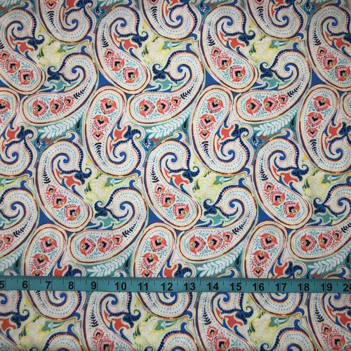 Amazing Multi Bright-color Paisley ~100% Cotton Fat Quarter~18"x22"~New! - Picture 2 of 3
