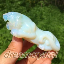 4" Opalite Tiger Skull Carved Quartz Crystals Skull Reiki Healing Gift 1pc