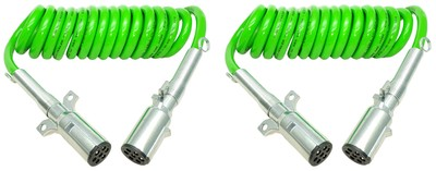 #ad 2x 7 Way ABS 15quot; Green Coil Trailer Electric Cable Power Cord 12quot; Lead EL27715 $99.99