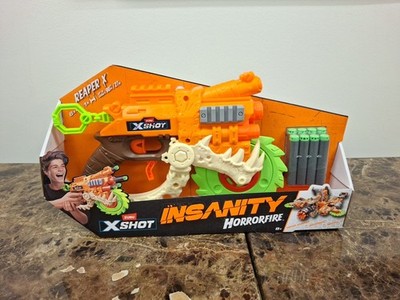 X-Shot Insanity HorrorFire Reaper Blaster Toy 8 Darts Orange By Zuru B2