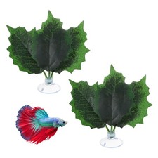 2-Pack Betta Fish Leaf Pad For Spawning /Tank Decor Holly-Shaped,Green