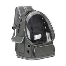Pet Portable Travel Backpack for Small Dog with Transparent Cover Gray