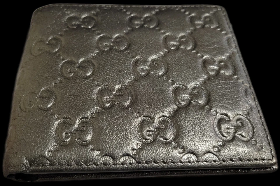 Cartera de cuero plegable Gucci Gucci Guccisima con bolsillo para monedas. Negro Foto 4 de 4