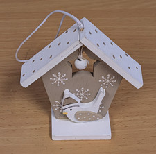 Small bir house hanging xmas christmas tree ornament decoration wooden
