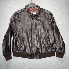 Vtg 80s Caf Racer Gray Leather Retro Moto Biker Members Only Jacket sz 48