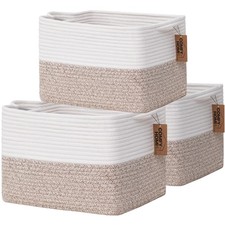 3-Pack Cotton Rope Baskets with Handles for Storage  13.5 x 11 x 9.5