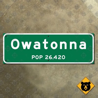 Owatonna Minnesota city limit highway road sign 2000 marker boundary 21x7