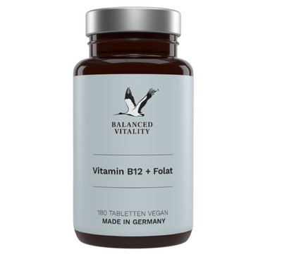 Vitamin B12 + Folsäure - 180 vegane Tabletten