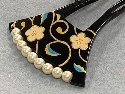 Kyoto Ohara Shoten Tomesode Visiting Coat Black Formal Kimono Pearl Decor Used