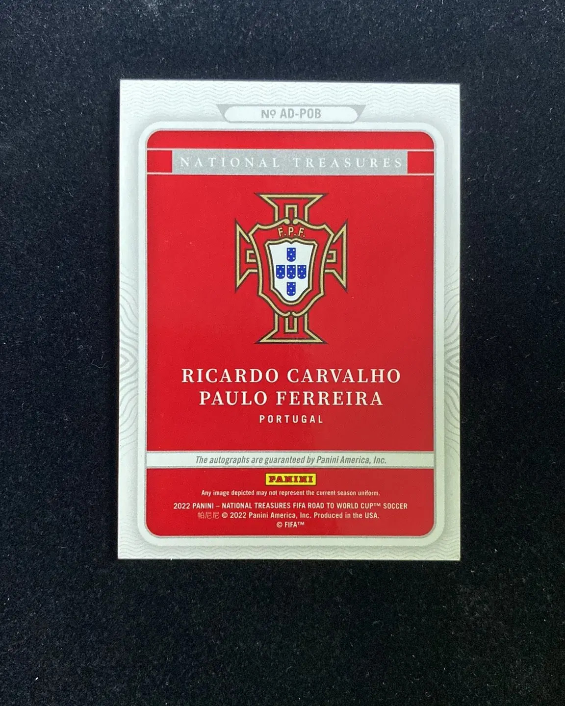 2022 Panini FIFA Road to World Cup Dual Auto Ricardo Carvalho 1/1 PLAT WU89 view 2