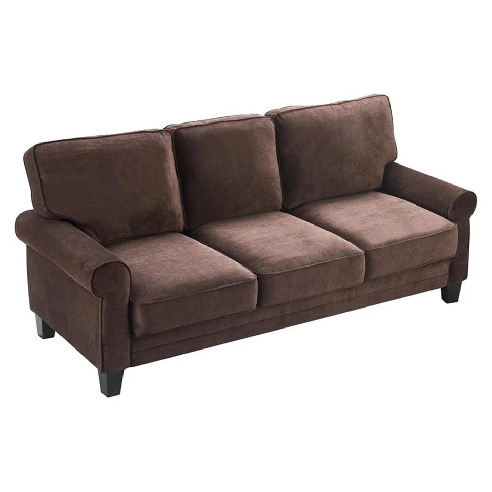 Sofá Serta Copenhagen 80" brazo redondo tela con almacenamiento marrón oscuro Foto 4 de 4