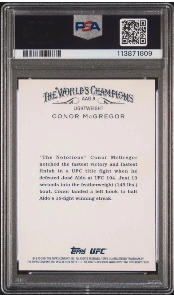 2024 Topps Chrome UFC-Allen & Ginter Refractor #AAG-9 Conor McGregor PSA10 - Image 2 of 2
