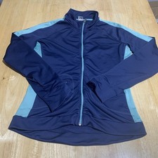 ALO COOLFIT Womens Medium Navy Teal Coolfit Full Zip Stretch Yoga Track Jacket
