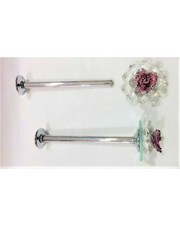 Coppia ferma tenda accessori per tenda acciaio modello fiore con pietre foglie s