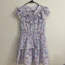 LoveShackFancy Target Dress Womens M Lavender Floral Tiered Ruffle Cottagecore