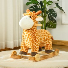 HOMCOM Schaukelpferd 2-IN-1 Schaukeltier Babyschaukel Giraffen-Design Geld