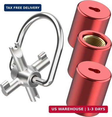 Universal HVAC Locking Cap Key Tool for 410A & R22 Refrigerant Caps, with 3 Pink