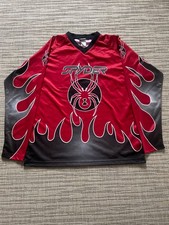 Maglia Spyder Vintage Stile Motocross - Stampa Fiamma Ragnatela - Rosso e Nero - Y