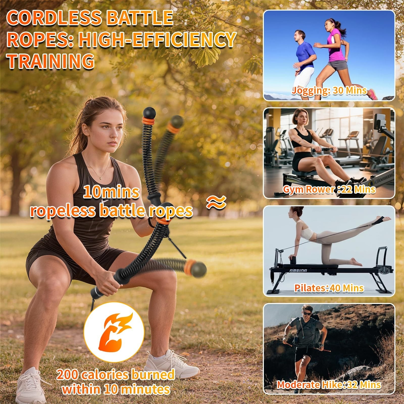 Battle Rpe Ropeless Battle Ropes for Home Gym, Portable Cordless Weighted Battle ...