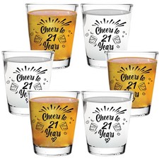 21st Birthday Shot Glass Gift Set for Women and Men - 21 Birthday Party Decor...