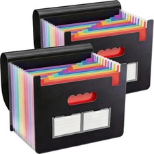 2 Pack Accordion File Organizer, 13 Pockets Expanding File Folder, Portable