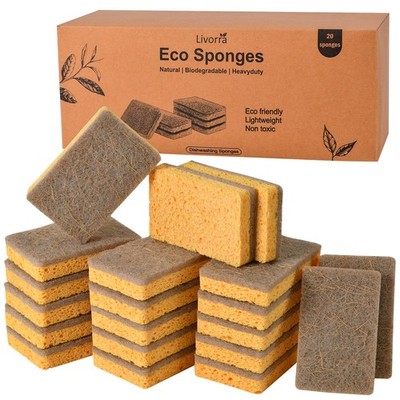 Livorra 20er Pack Öko Schwamm Abwasch - Küchengeschirrschwämme mit Natur... 