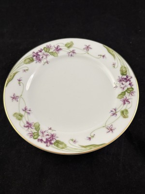 Noritake 6 3/8  Bread And Butter Plate Nancy Violet White Green W Gold Trim