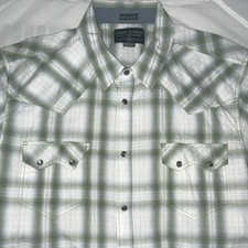 Cody James Mens Regular Fit Green/White Plaid Snap Button Western Shirt 2XL SS