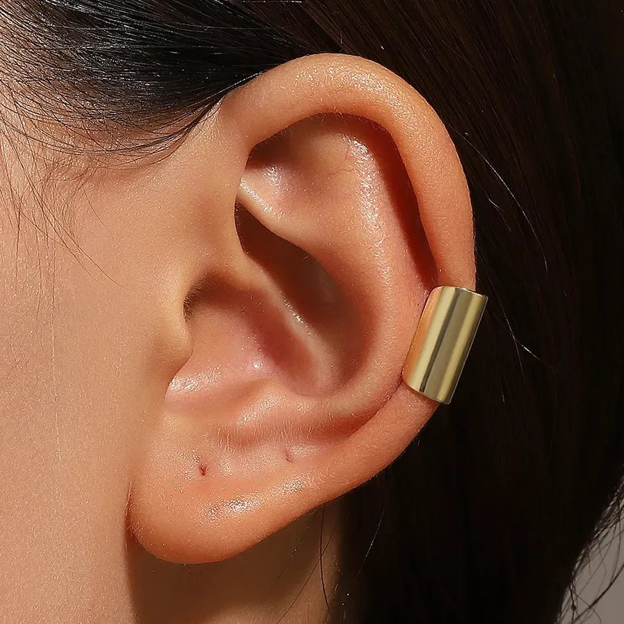 Pendientes con clip de tubo largo de metal plateado sin perforantes para hombres mujeres