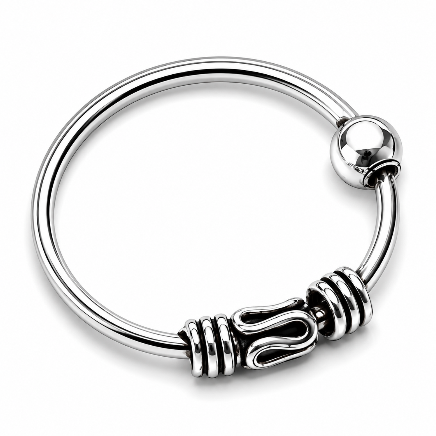 Nose Hoop Ring 925 Sterling Silver 22G 8mm Tribal Balinese Septum Helix Orbital
