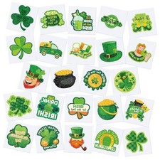 240 Pcs St. Patrick's Day Face Tattoos Glitter Shamrock Temporary Tattoos Gold