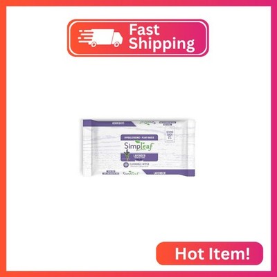 Simpleaf Lavender Essential Oil Flushable Wipes 50 Count (50 Count (Pack of 1),