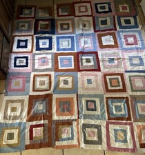 1950s MCM Handmade Quilt Topper 80x69 Patchwork Scrap Vintage Mid Century As-Is
