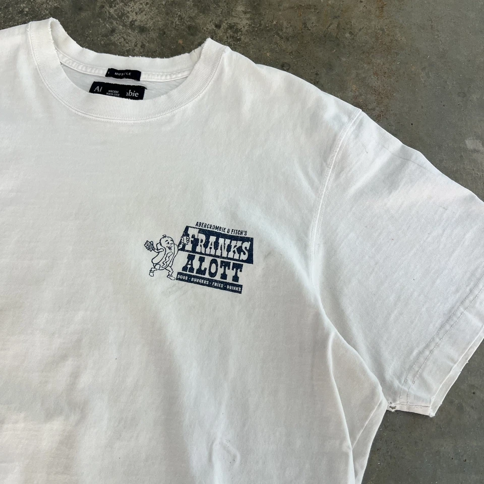 Camiseta divertida vintage Y2K para hombre Abercrombie & Fitch Franks Alott A&F camiseta muscular L Foto 2 de 4
