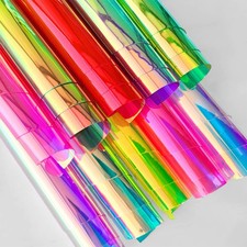 XHT 10 Pezzi Pellicola Trasparente Olografica PVC Misura A4 (21cmx30cm), Iridescente 