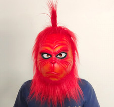 The Red Grinch Xmas Latex Mask Christmas Cosplay Furry Fur Party Costume