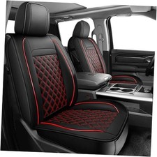 Dodge Ram Seat Covers, Waterproof Leather Ram Full Set Curved Back Black Red
