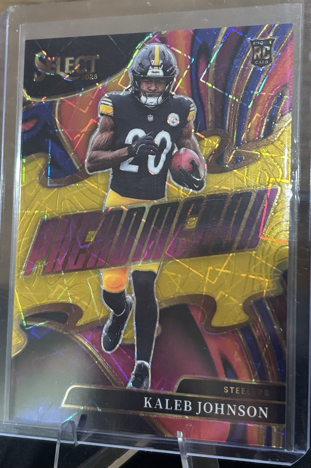 ‼️GOLD PRIZM /10 ROOKIE‼️ Kaleb Johnson 2025 Panini Select Phenomenon #23 RC