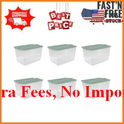 Sterilite 66 Qt. Latch Box Plastic Adult, Green Sage, Set of 6, NEW USA SALE!!!