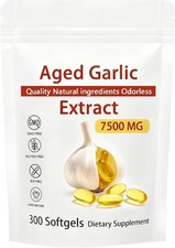 Odorless Garlic 7500mg Per Servings, 300 Softgels  2 Years Aged Garlic Extra...