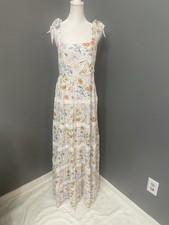 CROWN  IVY Long Maxi Floral Sundress Dress Milkmaid Tiered Lace Smocked XL