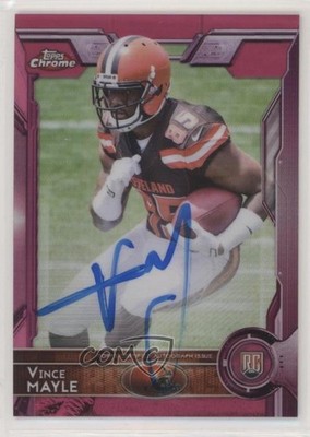 2015 Topps Chrome Rookies BCA Pink Refractor 7/75 Vince Mayle Rookie Auto RC fm0