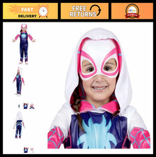 Gwen Stacy Ghost-Spider Costume for Kids - Hooded Jumpsuit  Fabric Mask, Hallow