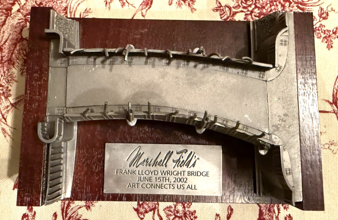 Rare Marshall Field Plaque to commemorate Opening of Frank Lloyd Wright bridge