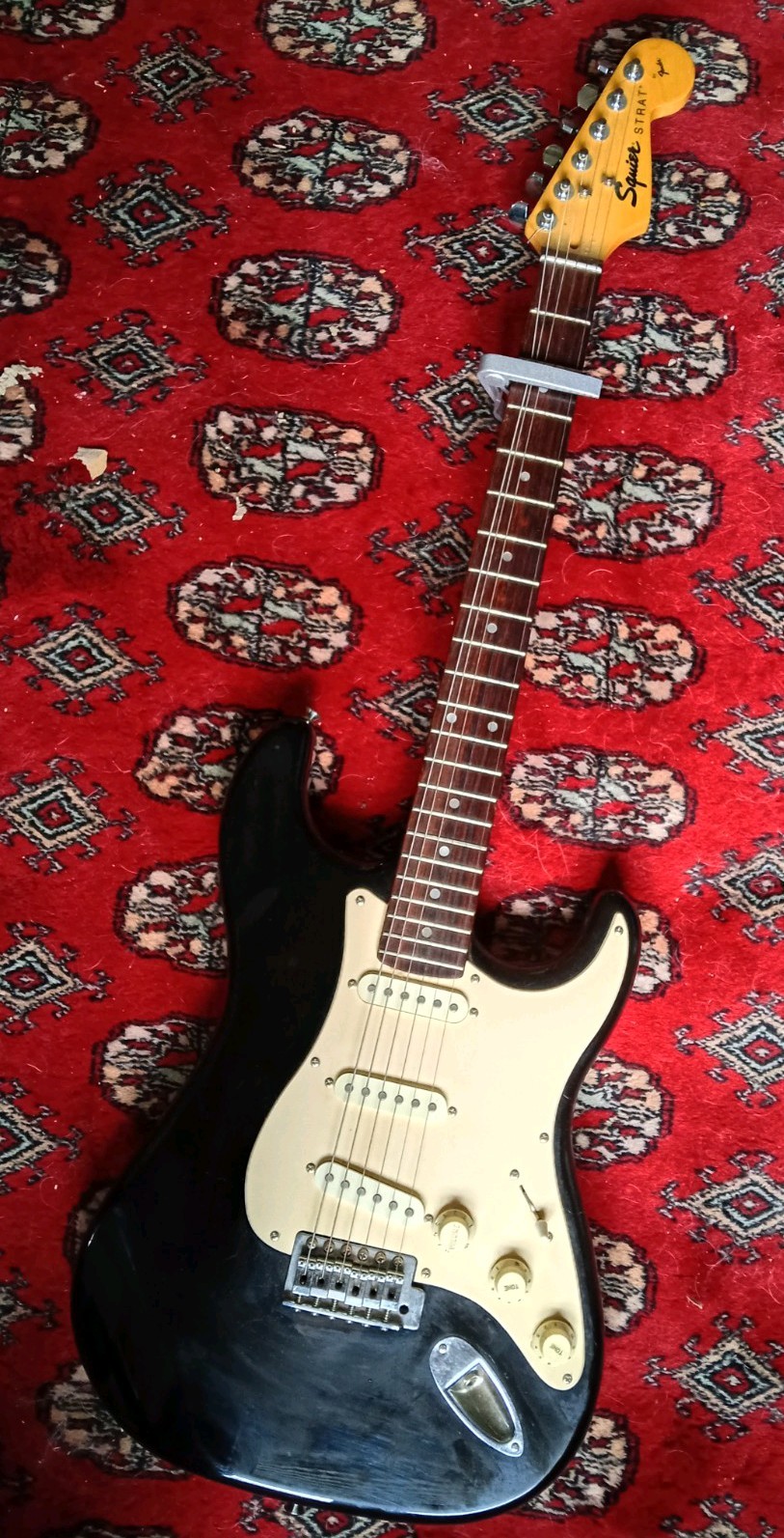 1996 Squier Stratocaster Electric Guitar Black | Fender 50th Anniversary Year