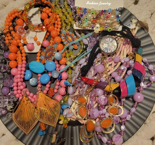 HUGE Lot VINTAGE Modern COSTUME Jewelry RAINBOW of COLORS Fabulous MUST SEE !!