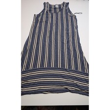 Sunday Anthropologie Blue Striped Sleeveless Midi Tank Dress Womens 1X